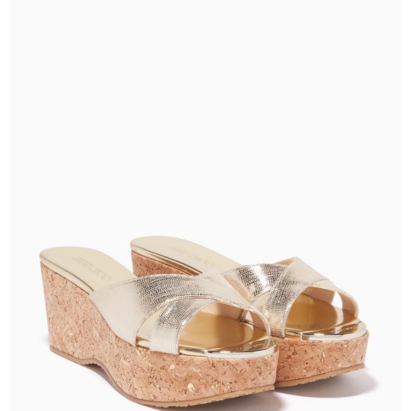 Jimmy choo gold prima wedges platform sandals - Picture 3 of 7